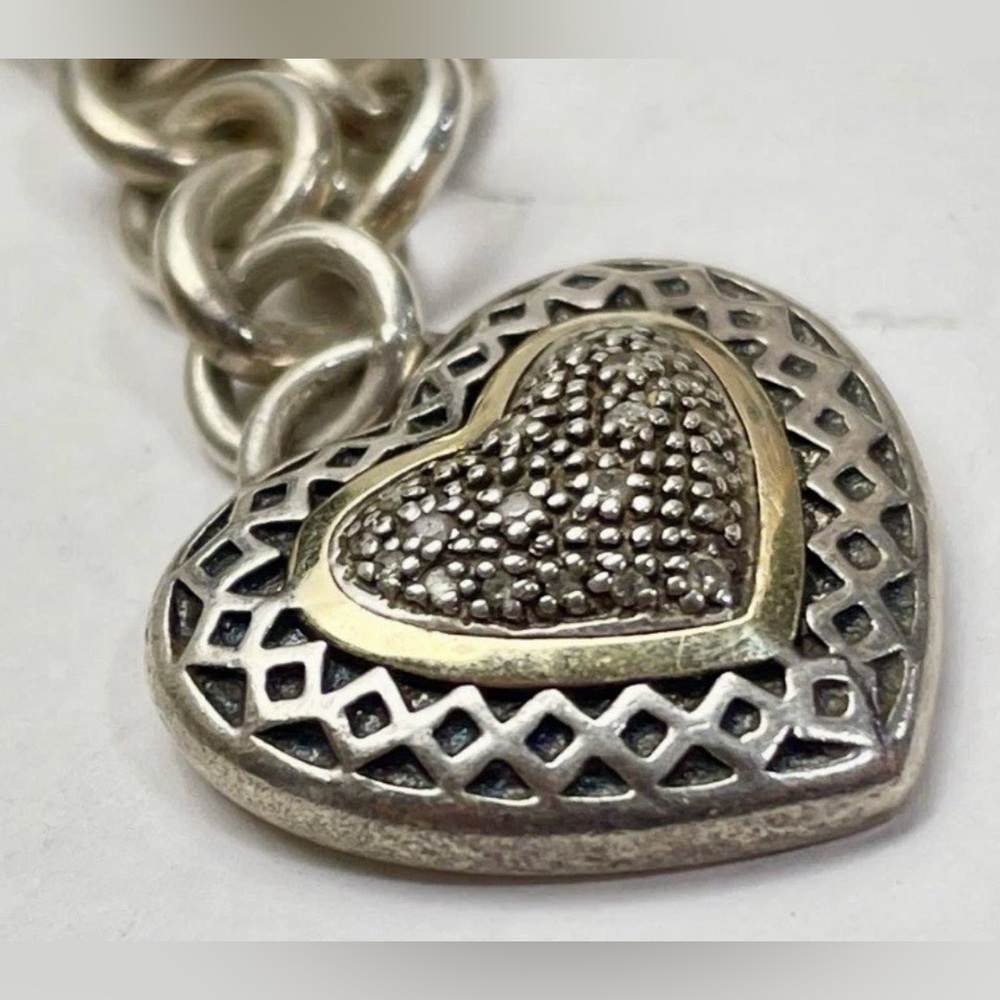 T&C 14K & Sterling Silver Heart Pendant w/Heavy Chain Lot#195 - Picture 3 of 7